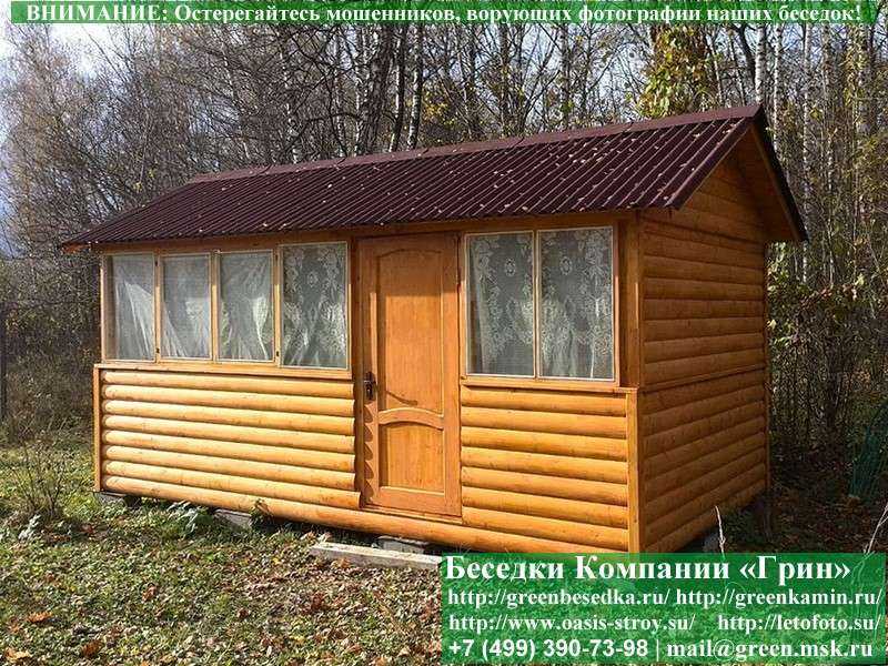 Закрытая Застекленная Беседка Из Блокхауса 3х5 - Фото № 13