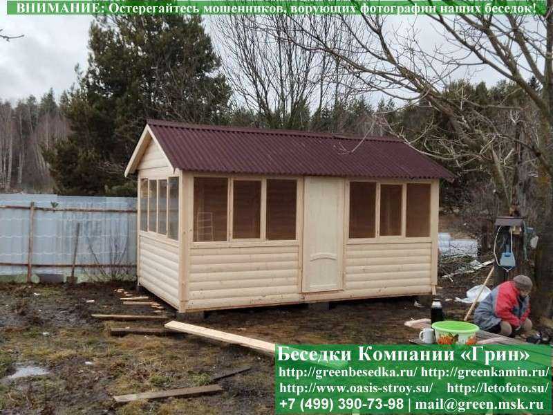 Закрытая Застекленная Беседка Из Блокхауса 3х5 - Фото № 6