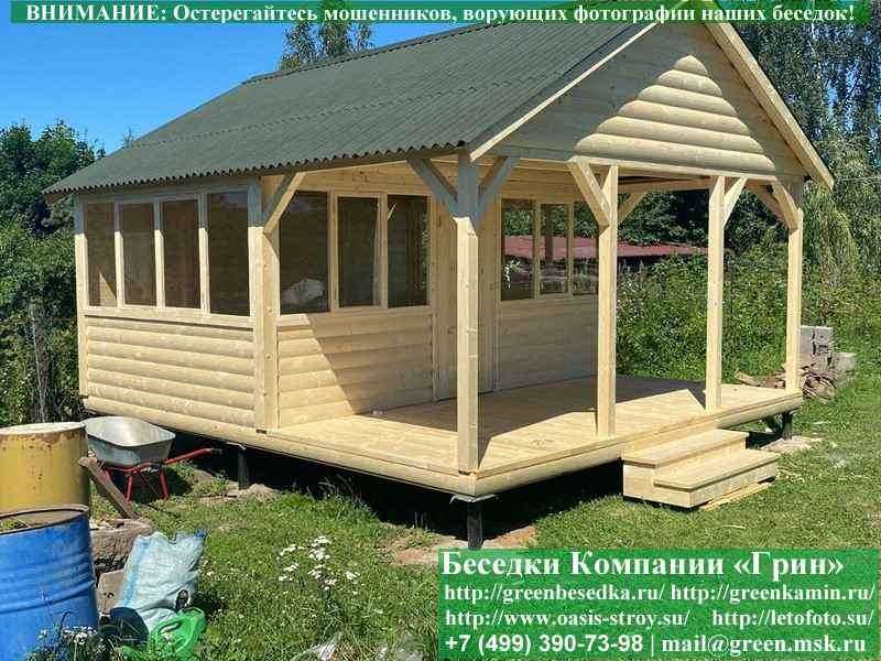 Закрытая Застекленная Беседка Из Блокхауса 3х5 - Фото № 4