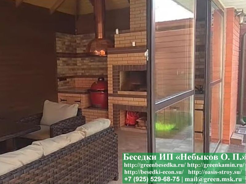 Беседка Для Дачи Из Кирпича С Панорамными Окнами - Фото № 6 Беседка Для Дачи Из Кирпича С Панорамными Окнами - Фото № 6
